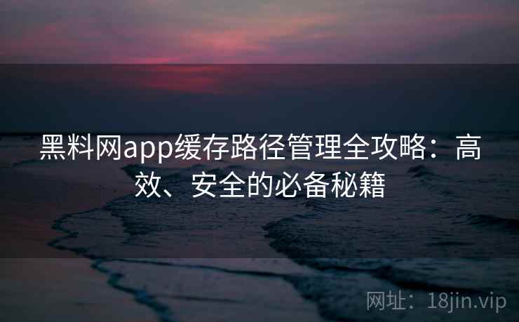 黑料网app缓存路径管理全攻略:高效、安全的必备秘籍 黑料网app缓存路径管理全攻略:高效、安全的必备秘籍